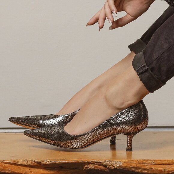 Silver Lining – Gun Metal Metallic Heels, Size 12 (Eu 43) New in Box - Picture 2 of 6